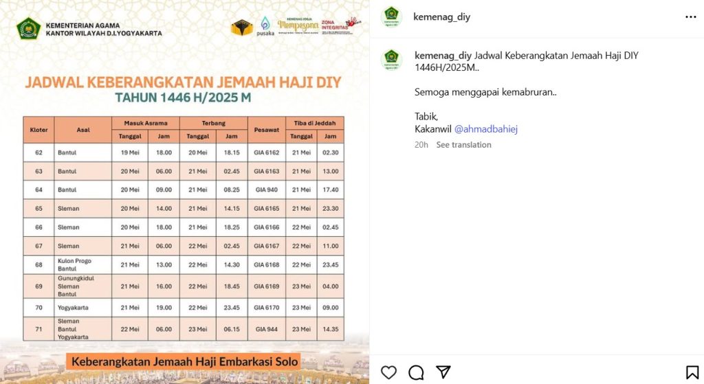 jadwal keberangkatan jamaah haji di yogyakarta
