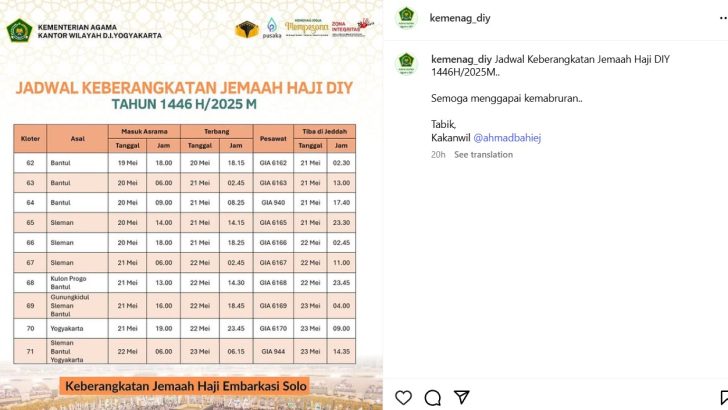 jadwal keberangkatan jamaah haji di yogyakarta
